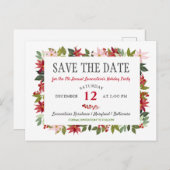 Kerstfeestdag in Poinsettia, behalve datum Aankondigingskaart (Voorkant / Achterkant)