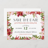 Kerstfeestdag in Poinsettia, behalve datum Aankondigingskaart (Voorkant / Achterkant)