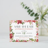 Kerstfeestdag in Poinsettia, behalve datum Aankondigingskaart (Staand voorkant)