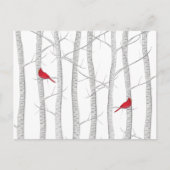 Kerstfeestdag in Red Cardinaal Woodland Briefkaart (Voorkant)