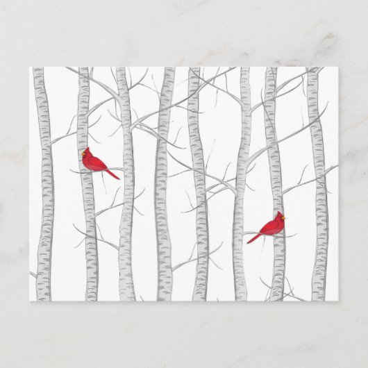 Kerstfeestdag in Red Cardinaal Woodland Briefkaart (Voorkant)