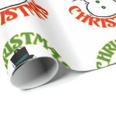Kerstfeestdag in Red en White Snowman Cadeaupapier (Rol Hoek)