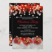 Kerstfeestdag in Red Gold Festive Baubles Kaart (Voorkant / Achterkant)