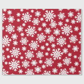 Kerstfeestdag in Red White Snowflakes Cadeaupapier (Vlak)
