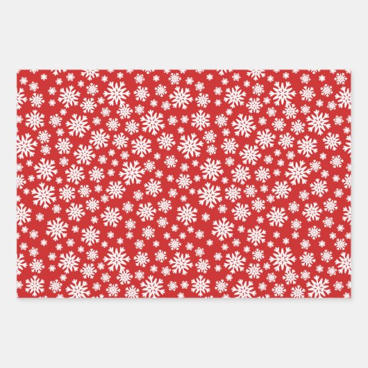 Kerstfeestdag in Red White Snowflakes Inpakpapier Vel (Voorkant 2)