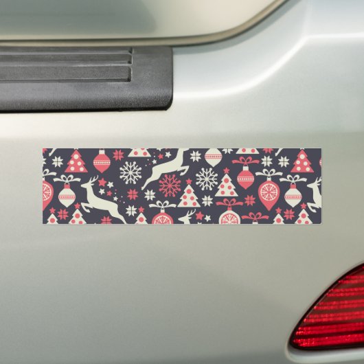 kerstfeestdag in Retro Bumpersticker (Op auto)
