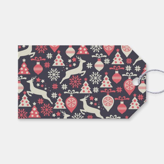  kerstfeestdag in Retro Cadeaulabel (Voorkant (Horizontaal))