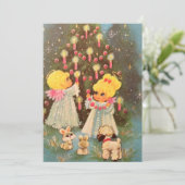 kerstfeestdag in Retro Feestdagenkaart (Staand voorkant)