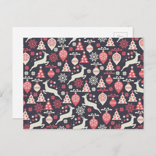  kerstfeestdag in Retro Feestdagenkaart (Voorkant / Achterkant)