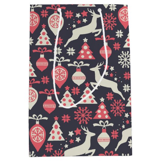  kerstfeestdag in Retro Medium Cadeauzakje (Voorkant)