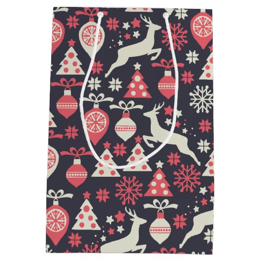  kerstfeestdag in Retro Medium Cadeauzakje (Achterkant)