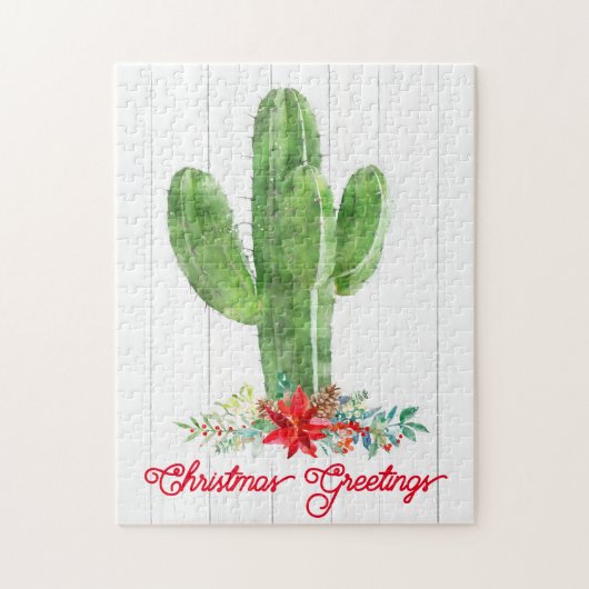 Kerstfeestdag in Rotische woestijn Cactus Legpuzzel (Verticaal)
