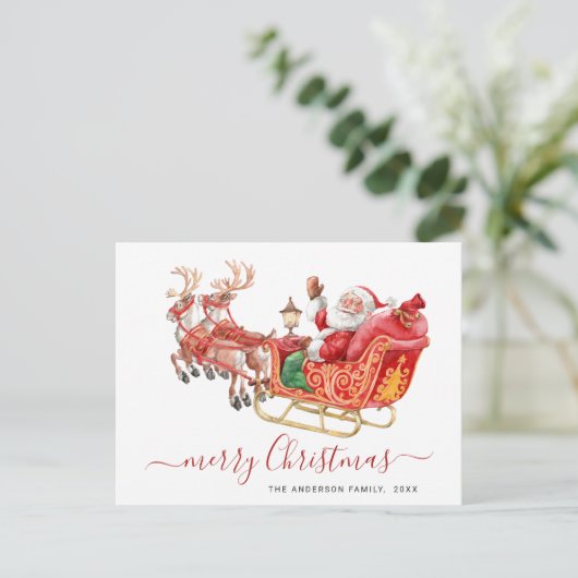 kerstfeestdag in Santa Claus Slapigh Briefkaart (Staand voorkant)