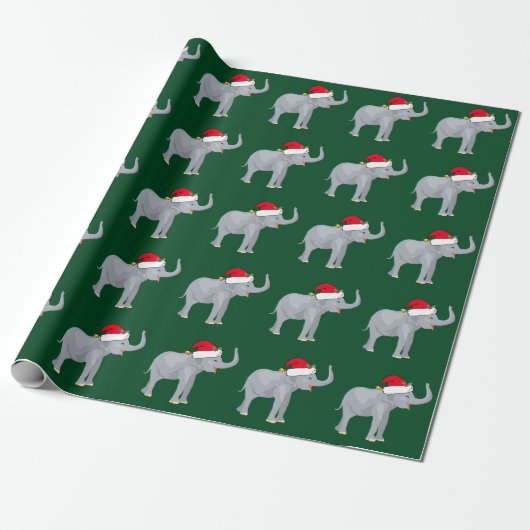 kerstfeestdag in Santa Hat Green Holiday Cadeaupapier (Uitgerold)