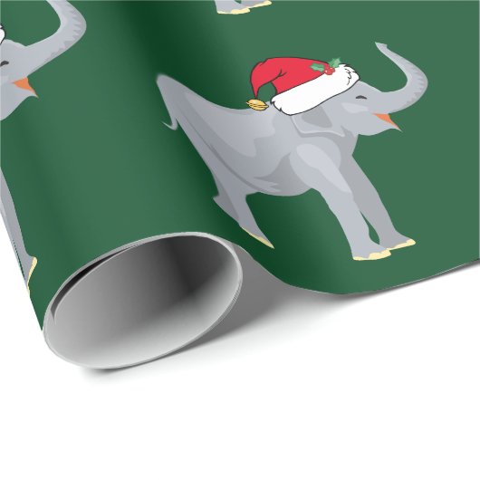 kerstfeestdag in Santa Hat Green Holiday Cadeaupapier (Rol Hoek)