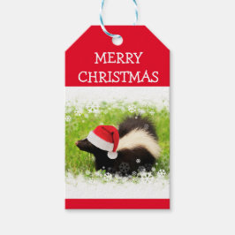 Kerstfeestdag in Santa Skunk Cadeaulabel