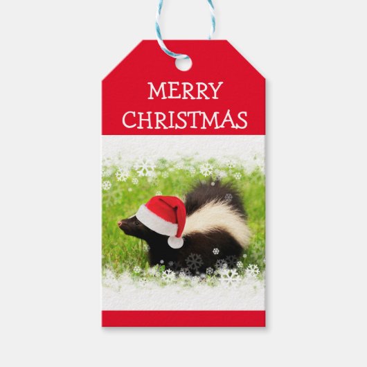 Kerstfeestdag in Santa Skunk Cadeaulabel (Voorkant)