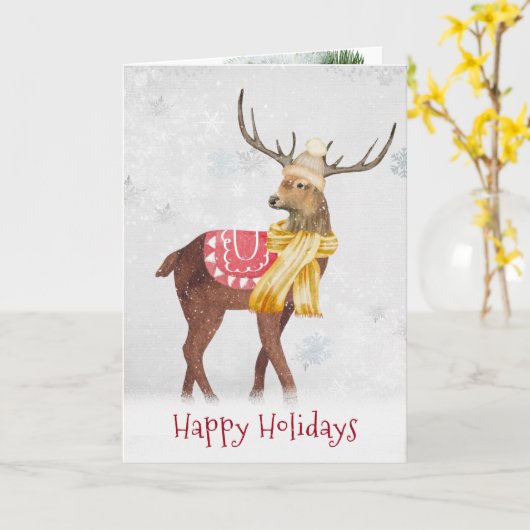 Kerstfeestdag in Snowflakes Kaart (Gele Bloem)