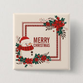 kerstfeestdag in Snowman | Pin-Button Vierkante Button 5,1 Cm (Voorkant)