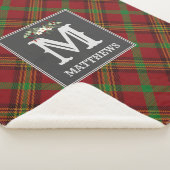 kerstfeestdag in Tartan Monogram Family Pattern Sherpa Deken (3/4)