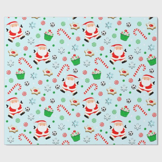 kerstfeestdag in voetbal cadeaupapier (Vlak)