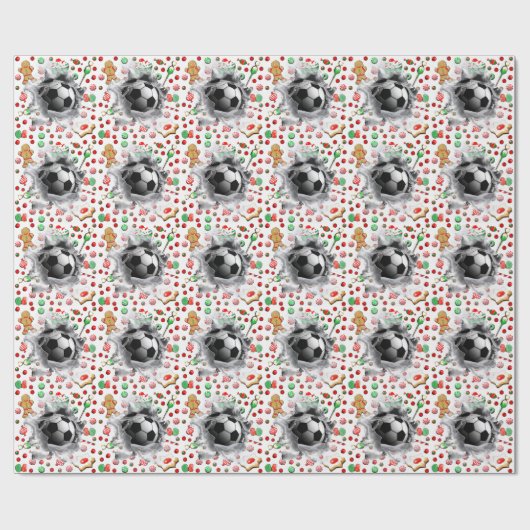 kerstfeestdag in voetbal cadeaupapier (Vlak)