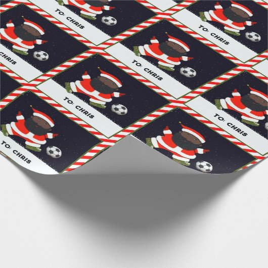 kerstfeestdag in voetbal cadeaupapier (Hoek)