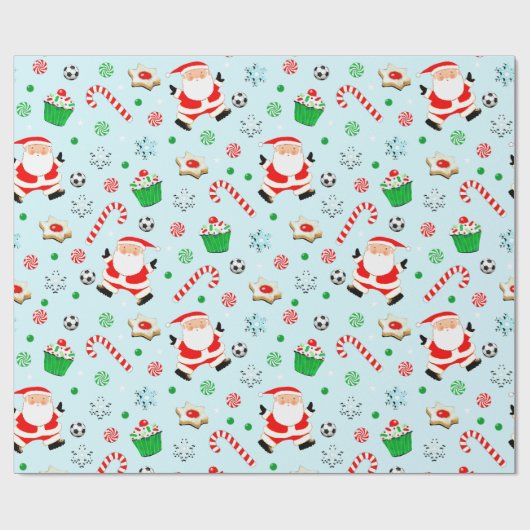 kerstfeestdag in voetbal cadeaupapier (Vlak)