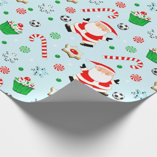 kerstfeestdag in voetbal cadeaupapier (Hoek)