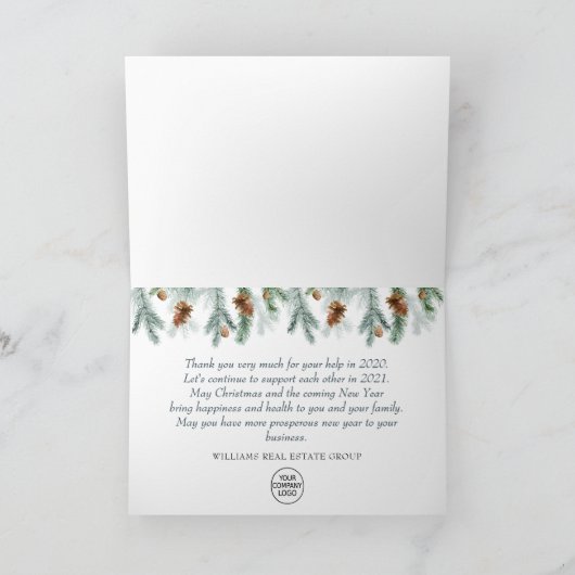 Kerstfeestdag in winterlandschap bedankkaart (Binnen)