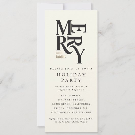 Kerstfeestdag in zwart-wit en goud kaart (Voorkant)