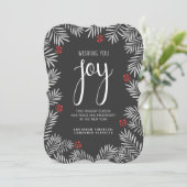 kerstfeestdag Joy Chalkboard Pine Branch Feestdagenkaart (Staand voorkant)