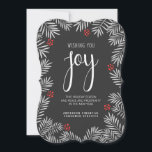 kerstfeestdag Joy Chalkboard Pine Branch Feestdagenkaart<br><div class="desc">De groene trendy van de feestdag Joy en voordelige flatkaarten die ideaal zijn voor zakelijk of persoonlijk gebruik. Klassieke seizoensgebonden vertakkingen van dennenbomen met casual chrokbordstijl typografie. Een heldere en vrolijke uitdrukking van feestelijke vrolijkheid — Eenvoudig om uw bedrijfs- of bedrijfsnaam, familie of uw eigen speciale groet toe te voegen....</div>