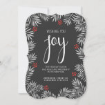 kerstfeestdag Joy Chalkboard Pine Branch Feestdagenkaart<br><div class="desc">De groene trendy van de feestdag Joy en voordelige flatkaarten die ideaal zijn voor zakelijk of persoonlijk gebruik. Klassieke seizoensgebonden vertakkingen van dennenbomen met casual chrokbordstijl typografie. Een heldere en vrolijke uitdrukking van feestelijke vrolijkheid — Eenvoudig om uw bedrijfs- of bedrijfsnaam, familie of uw eigen speciale groet toe te voegen....</div>