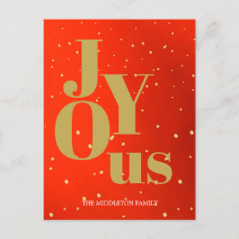 Kerstfeestdag Joy Red Gold Elegant Chic Feestdagenkaart