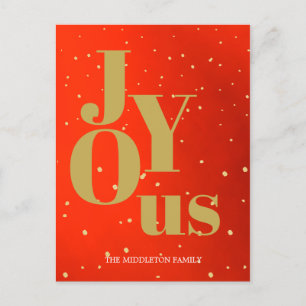 Kerstfeestdag Joy Red Gold Elegant Chic Feestdagenkaart