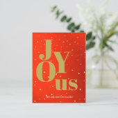 Kerstfeestdag Joy Red Gold Elegant Chic Feestdagenkaart (Staand voorkant)