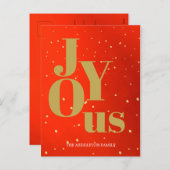 Kerstfeestdag Joy Red Gold Elegant Chic Feestdagenkaart (Voorkant / Achterkant)