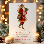 kerstfeestdag kaart<br><div class="desc">Uitnodiging van de Oude Wereld Santa Claus Holiday Party. Dit prachtige ontwerp is voorzien van een retro-kerstman die een jas doneert. Pas dit aangepaste vakantiemodel aan met uw eigen partijgegevens. Ideaal voor een kerstdiner voor het gezin of voor een feestfeest voor bedrijven!</div>
