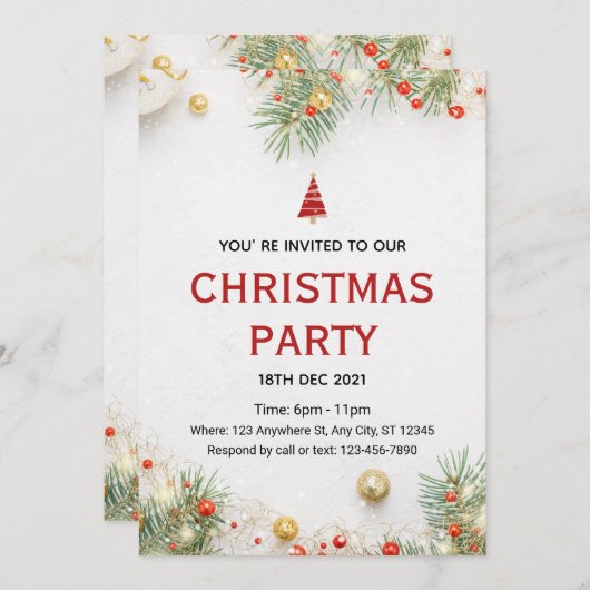 Kerstfeestdag Kaart (Voorkant / Achterkant)