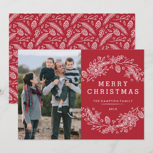 kerstfeestdag Kaart - Berry (Voorkant / Achterkant)