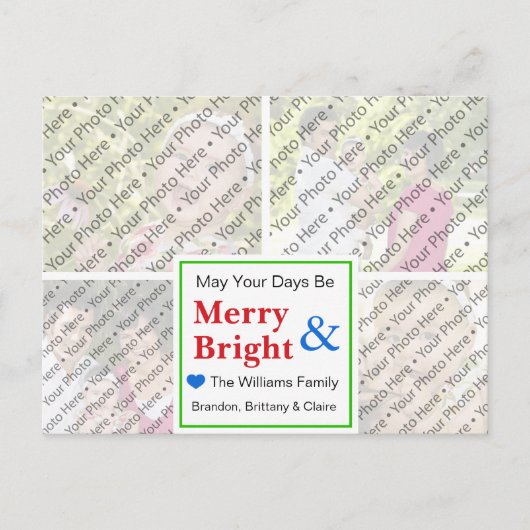 kerstfeestdag — Kaart met aangepaste foto's (Voorkant)