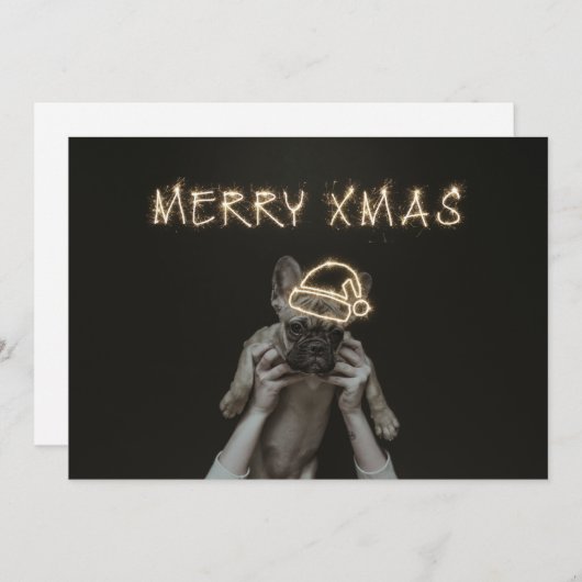 Kerstfeestdag Kaart van Pug Dog (Voorkant / Achterkant)