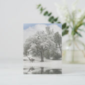 Kerstfeestdag Kaarten met deer in de sneeuw Feestdagenkaart (Staand voorkant)