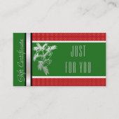 Kerstfeestdag - Kaartkaartencertificaat Groen rood Kortingskaartje (Voorkant)