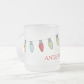 Kerstfeestdag - Kaartlampjes kort en eenvoudig Matglas Koffiemok (Voorkant links)