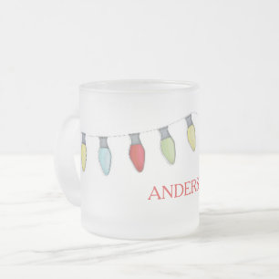 Kerstfeestdag - Kaartlampjes kort en eenvoudig Matglas Koffiemok