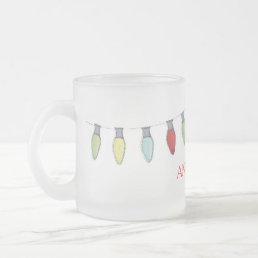 Kerstfeestdag - Kaartlampjes kort en eenvoudig Matglas Koffiemok (Links)