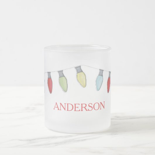 Kerstfeestdag - Kaartlampjes kort en eenvoudig Matglas Koffiemok (Center)