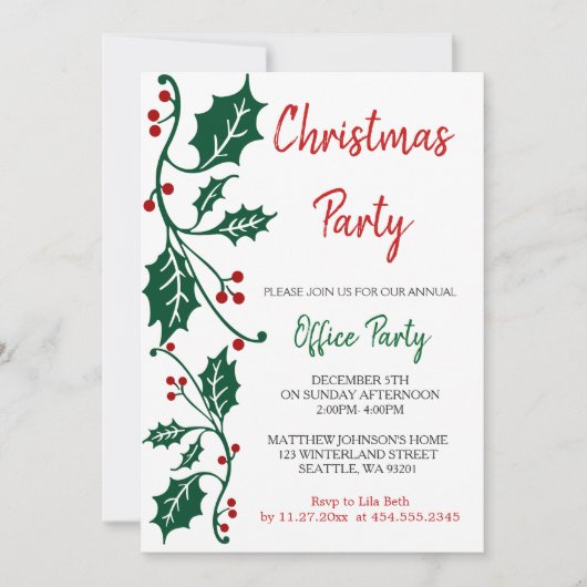 kerstfeestdag — Kantoor Kaart (Voorkant)